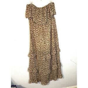 Zattcas Maxi Strapless Dress Animal Print Ruffled Size Large‎